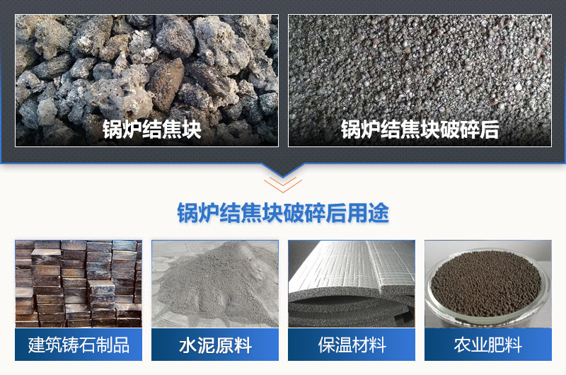 鍋爐結焦塊破碎前后及用途